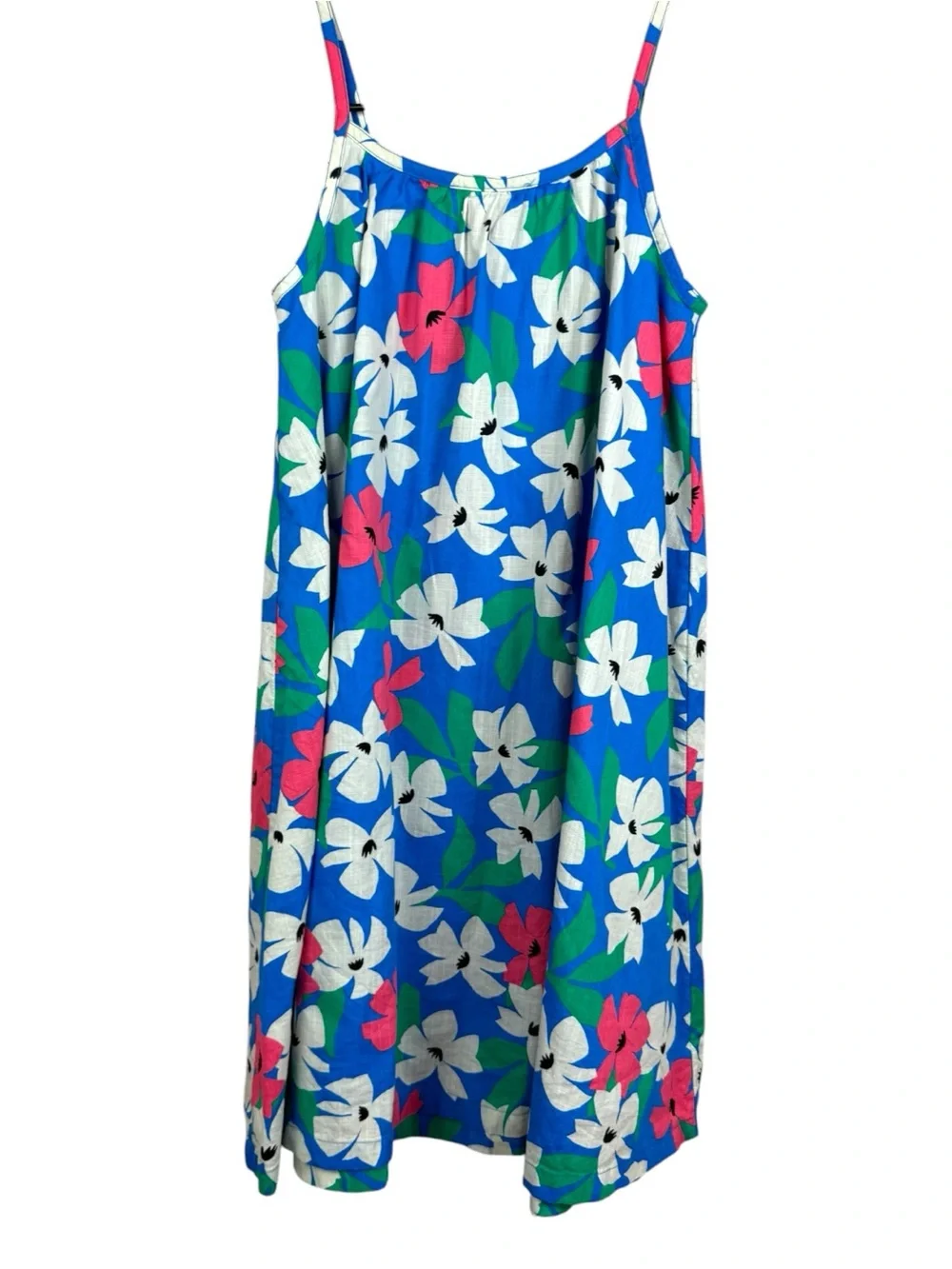 Hanna Andersson sleeveless button-up dress in a hibiscus floral print sz 12